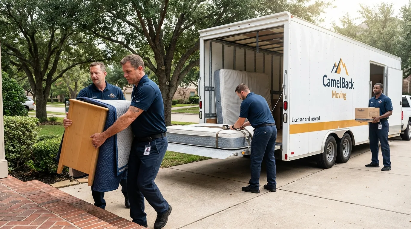 Crew loading residential truck for cross-state move from Golden Valley, AZ