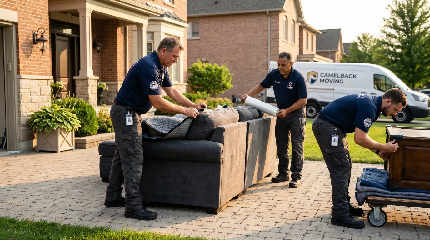 Large estate moving crew wrapping furniture in Golden Valley, AZ