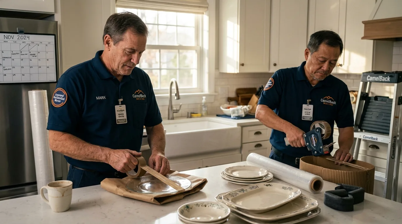 Professional crew packing kitchen dishware in Golden Valley, AZ