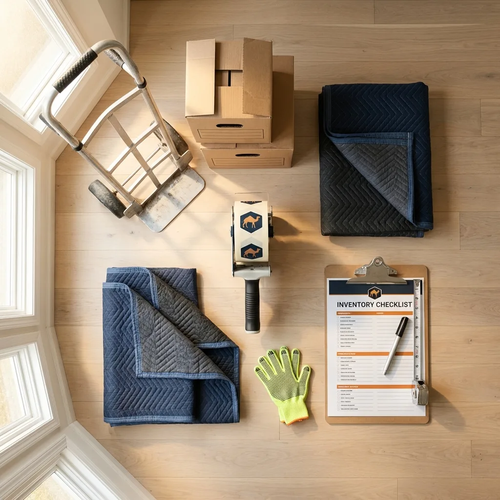 Professional moving supplies and packing materials layout for Golden Valley residential relocations